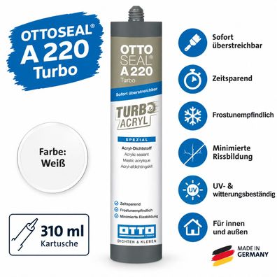 Ottoseal A220 Turbo 310 ml Acryl Dichtstoff Maleracryl Innen Außen überstreichbar