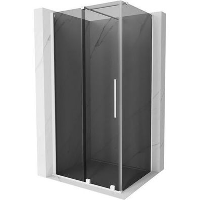Mexen Velar Duschkabine, Schiebetür 100x120cm, Grafitglas, Weißer Rahmen
