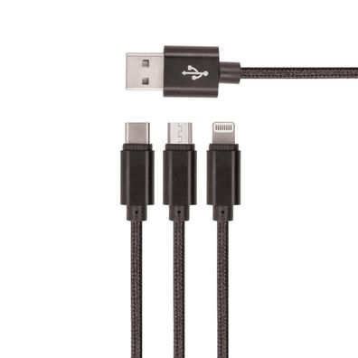 Setty 3-in-1-Ladekabel USB-A auf USB-C + Micro-USB KN3W1-01 1 m 10W 2A kompatibel