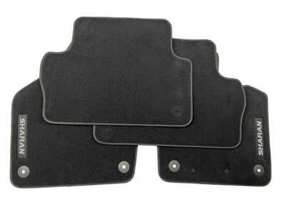 OEM RHD VW Fußmatten schwarz Velours VW Sharan 7N Rechtslenker Teppich mit Logo