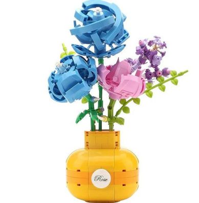 Balody Blue Rose Mini Blocks Blumenvasen-Baukasten