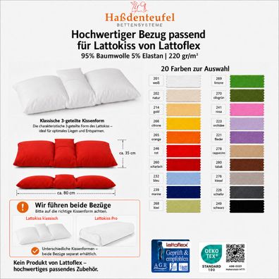 Kissenbezug für Lattokiss Lattoflex Baumwolle Elastan auf Kissenform achten