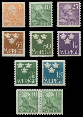 Schweden DS GUSTAV-V Nr 332A-339A Dl Dr postfrisch XA625AE
