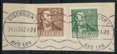 Schweden 1939 Nr 253A+254A gestempelt Briefstück XA666F6