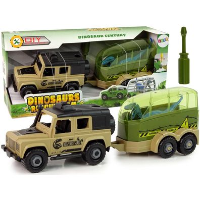 LeanToys Geländewagen Transporter zum Zerlegen DIY Dinosaurier