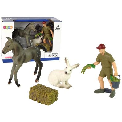 Lean Toys Tierfiguren-Set Pferd Windhund Landwirt