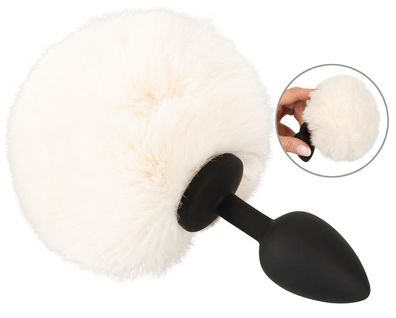 You2Toys Fluffy Tail Analplug Größe S - Weiß/Schwarz