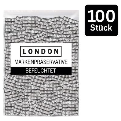 LONDON Markenkondome transparent - 100er Pack, reguläre Passform