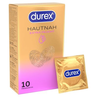 Durex Hautnah Kondome 10 Stück - transparent, extra feucht, ultra dünn