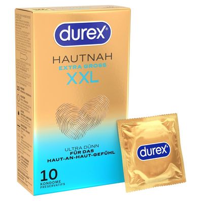 Durex Hautnah Extra Groß XXL Kondome, ultra dünn, transparent, 10 Stück