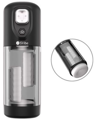 SVibe IKON VOLT Masturbator - Handmassage mit Vibration, Wärme - 27 cm - Schwarz