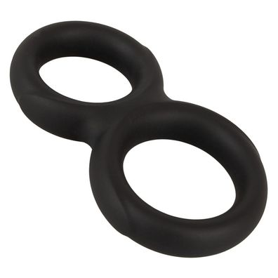 Erecto Double Cock Ring Schwarz, dehnbarer Duo Ring Liquid-Silikon