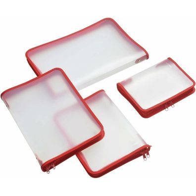 FolderSys Reißverschlussbeutel A4 transparent/rot 0,5 mm