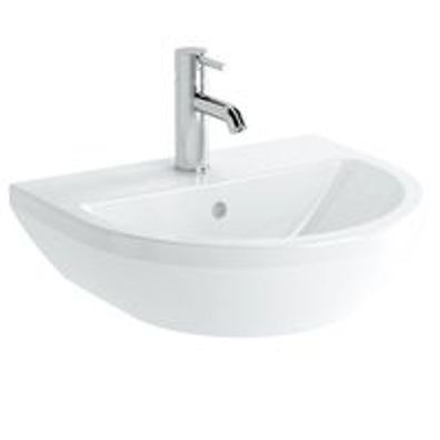 Vitra Waschtisch Integra 495 x 430 mm rund Hahnloch Überlauf Weiß Hochglanz