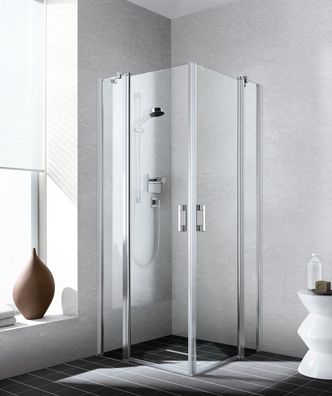 Kermi M100 EPL Eck-Halbt. L 2-tlg P-Tür 90x200cm SIMG mit Festfeld ESG klar