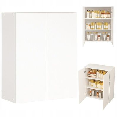 Weißer Wand-Badezimmerschrank, 2-türig, modern, 3 Ablagen, 80 cm