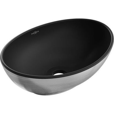 Mexen Elza Aufsatzwaschbecken 40 x 33 cm, Schwarz matt/Silber Linienmuster - 21014023
