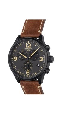 Tissot Herrenuhr Chrono XL Schwarz Braun Leder T116.617.36.057.00