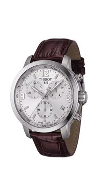 Tissot Herrenuhr PRC 200 Chronograph Silber Braun Leder T055.417.16.037.00