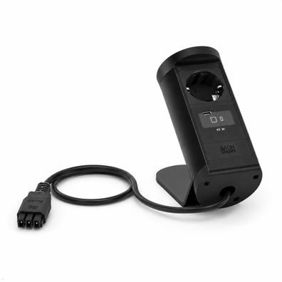 Bachmann NANO Tischsteckdose mit USB-C 45W, Qi2 Wireless Charger, 1 m, schwarz (