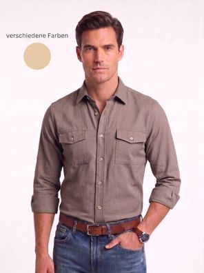 Herren Hemd Comfort Fit Baumwolle mit 2 Brusttaschen Knopfleiste M-XXL