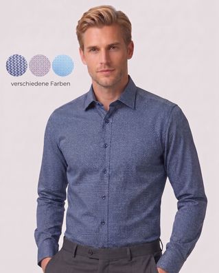 Herren Hemd Gemustert Slim Fit Langarm Grafik Muster Freizeit Business M-XXL