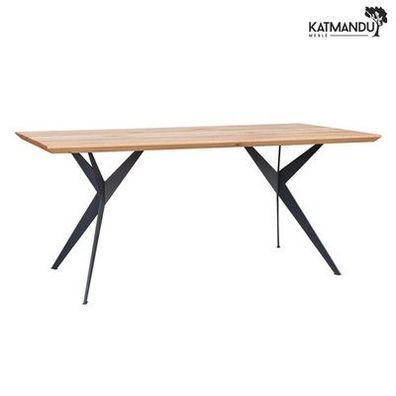 Esstisch Caserta 200 × 100 cm – Massiver Eichenholztisch mit Metallgestell, geöl