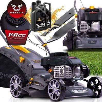 40 cm 45 l Zongshen 141cc Benzin-Rasenmäher + Humberg HM-600 Öl