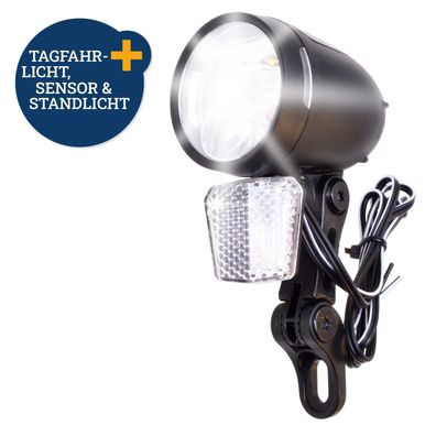 Fahrrad LED Scheinwerfer 80 LUX Tagfahrlicht, Sensor und Standlicht Fahrradzubehör