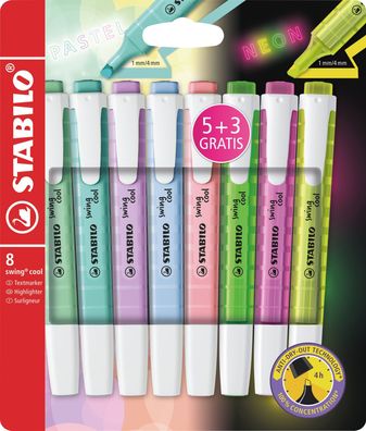 Stabilo Textmarker swing cool 5 + 3 Stück