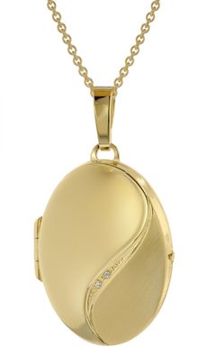 trendor Schmuck Halskette mit Medaillon-Anhänger Silber 925 gold plattiert 39660