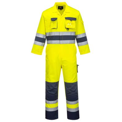 Portwest TX55 Nantes Warnschutz Overall Gelb Marine XXL viele Taschen Klasse 3