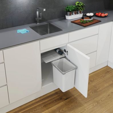Vauth-Sagel Envi Einbau Mülleimer 15,5 L Kunststoff hellgrau für Drehtüren