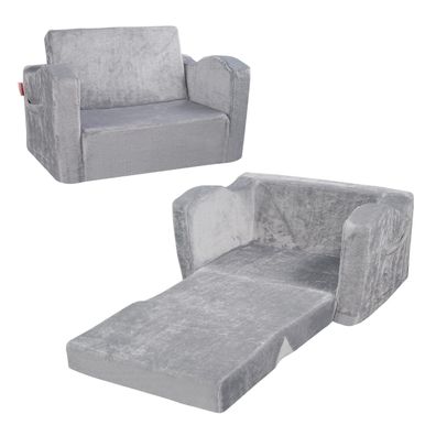 VEVOR Kindersofa 2 in 1 ausklappbar Sessel Kindercouch Grau 104x58x32 cm