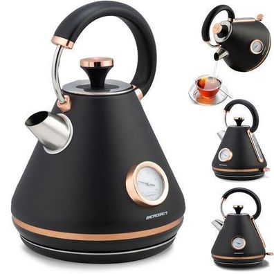 Elektrischer Wasserkocher mit Thermometer, 1,7 l, Berdsen BD-701, schwarz