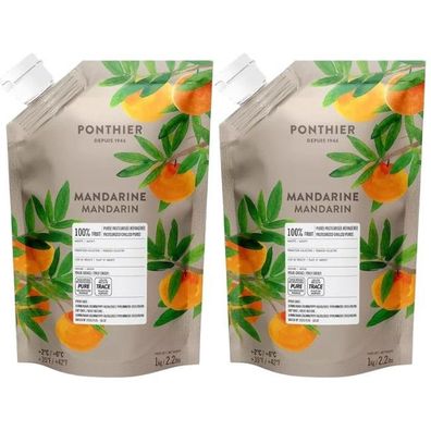 Ponthier Mandarine Fruchtpüree 2x 1kg Premium Mandarinenpüree 100 % Frucht Sizilien