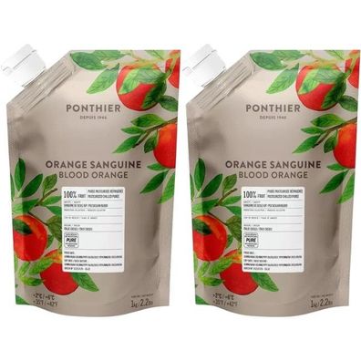Ponthier Blutorange Fruchtpüree 2x 1kg Premium Blutorangenpüree 100 % Sizilien IGP