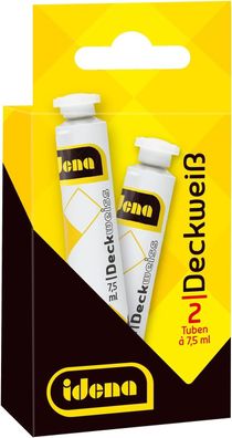 Idena 623026 - Deckweiß, 2 Tuben a 7,5 ml, hochdeckend
