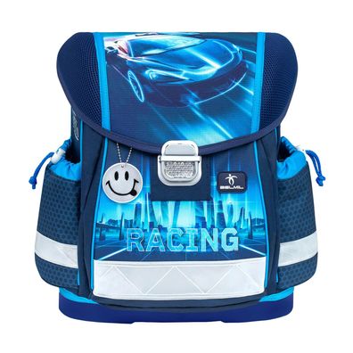 Belmil Classy ergonomisches Schulranzen-Set 4-teilig "Racing Blue Neon" mit Brustgurt