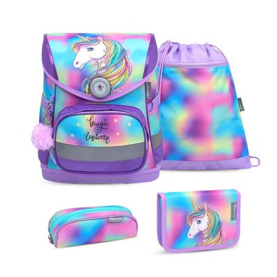 Belmil Compact ergonomisches Schulranzen-Set 4-teilig "Rainbow Color" mit Brustgurt,