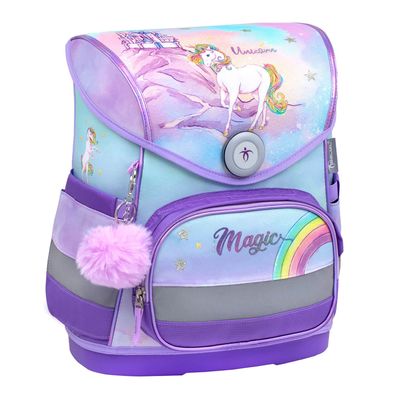 Belmil Compact ergonomisches Schulranzen-Set 4-teilig "Rainbow Unicorn Magic" mit Bru