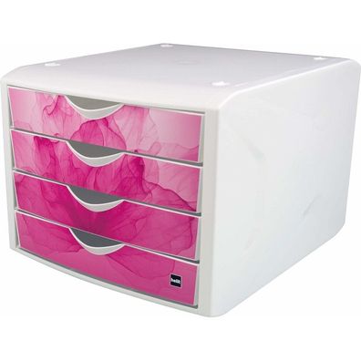 helit Schubladenbox the chameleon himbeer DIN A4 mit 4 Schubladen