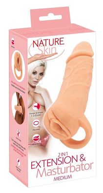 Nature Skin 2in1 Extension + Masturbator Medium, Real-Feelings Sleeve