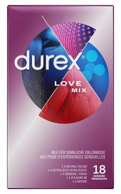 Durex Love Mix - 18 Kondome in 5 Sorten, Größe XL