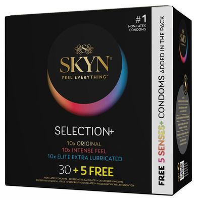 SKYN Kondom-Mix Selection+ 35 Stück, latexfrei, Sensoprene, vegan, 53 mm