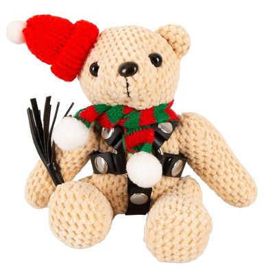 Bad Kitty Teddy Winter Edition 11 cm mit Harness, Mini-Peitsche & Strickmütze