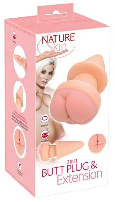 Nature Skin 2in1 Butt Plug & Penisverlängerung Hautfarben Hell 19,5 cm