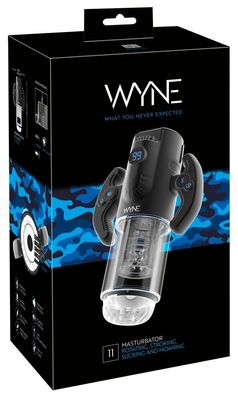 WYNE Masturbator 11 Schwarz – Doppelmotoriger Penis-Stroker mit Saugfunktion