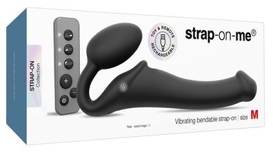 strap-on-me Vibrating Strap-On M Schwarz – 3 Motoren, Fernbedienung, wasserdicht