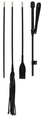 Bad Kitty Crop Set, 4-teilig schwarz, Flogger Gerte Rohrstock